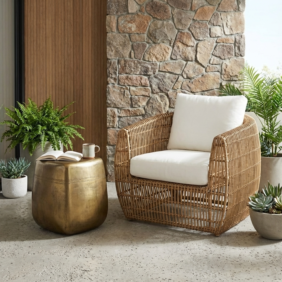 SAGUARO AGED BRASS ALUMINUM SIDE TABLE