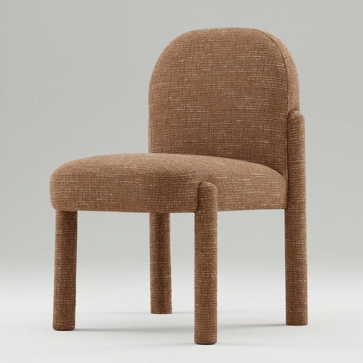 Brown upholstered chair on a white background