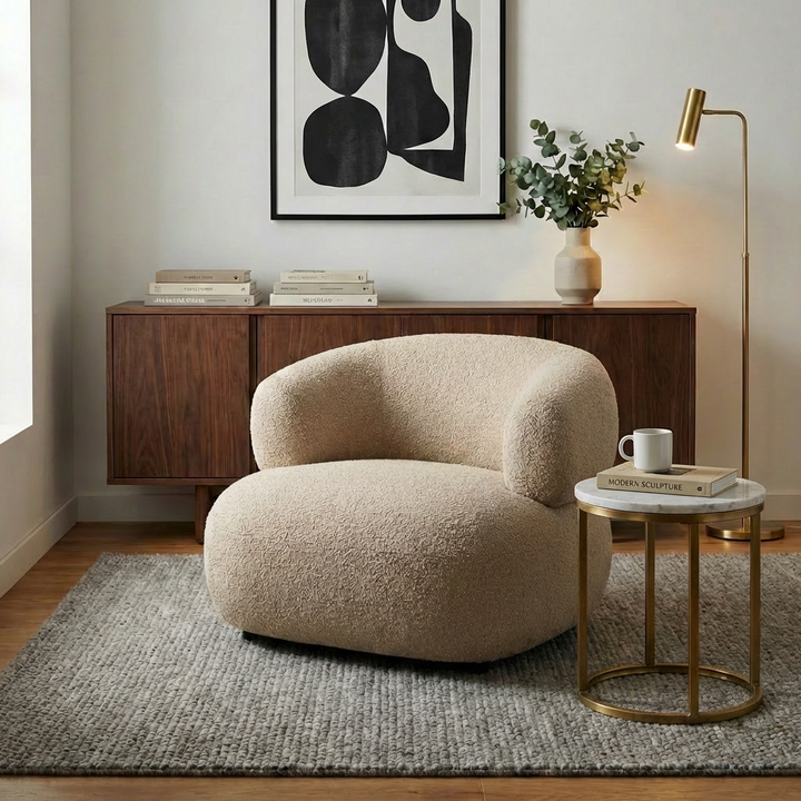 SANTA CRUZ CAMEL BOUCLE ARMCHAIR
