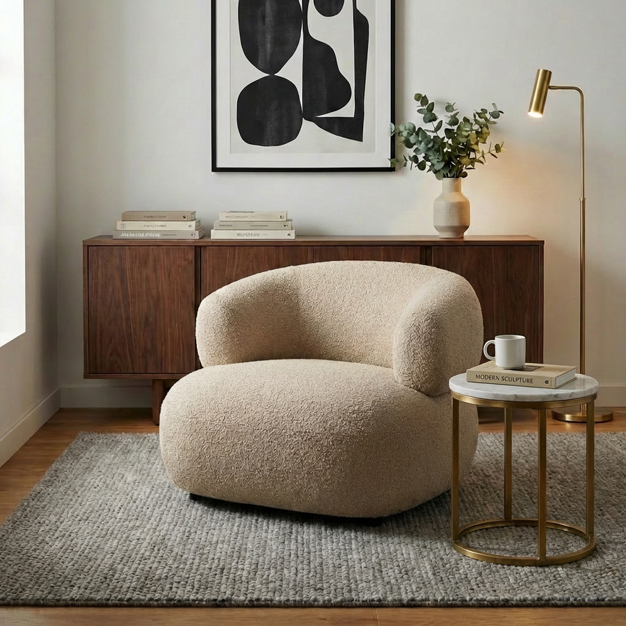 SANTA CRUZ CAMEL BOUCLE ARMCHAIR