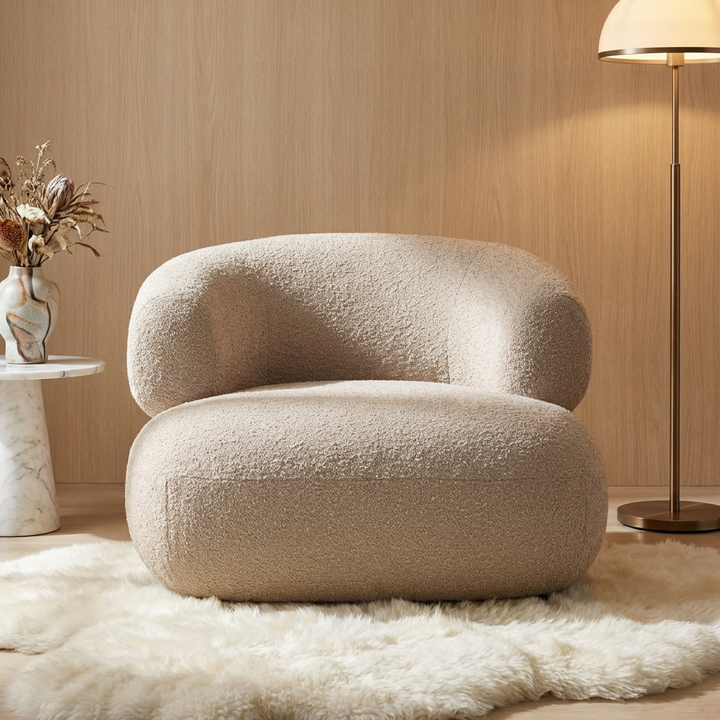 SANTA CRUZ CAMEL BOUCLE ARMCHAIR