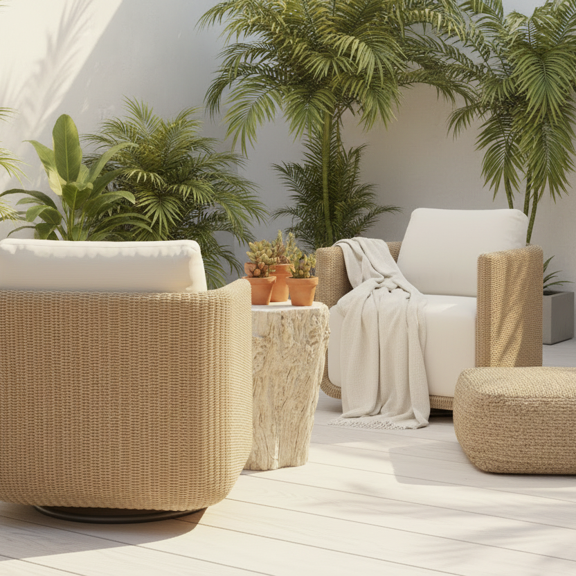 SANTORINI OUTDOOR WICKER SWIVEL CHAIR