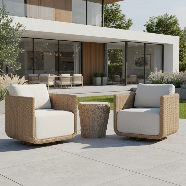SANTORINI OUTDOOR WICKER SWIVEL CHAIR