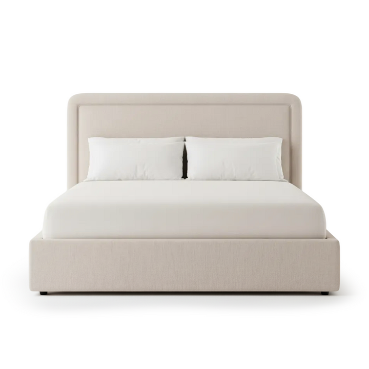 SIMON UPHOLSTERED STORAGE BED: BEIGE