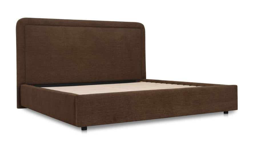 SIMON UPHOLSTERED STORAGE BED: BROWN
