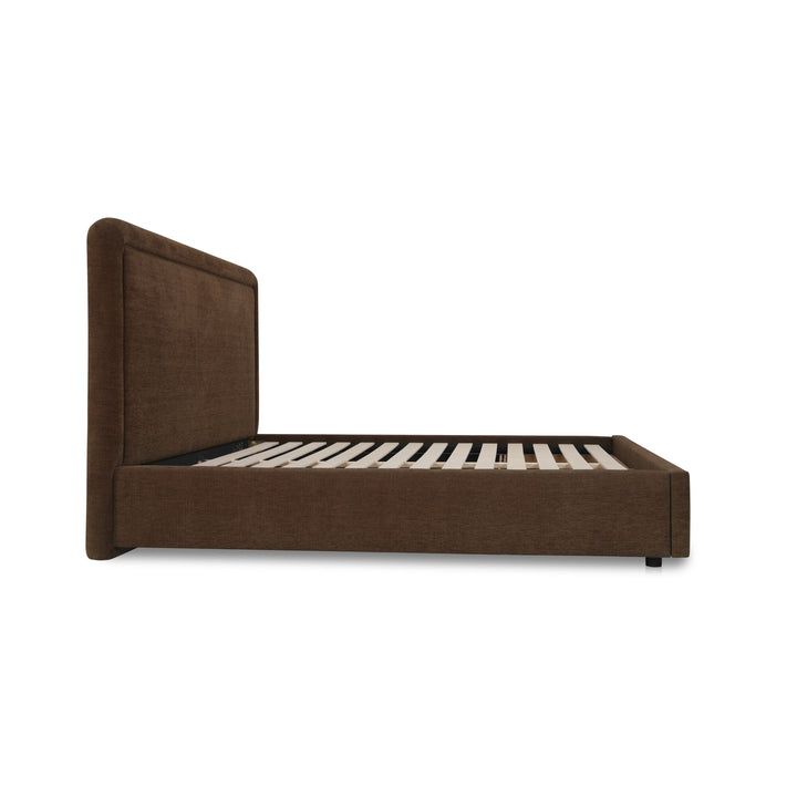 SIMON UPHOLSTERED STORAGE BED: BROWN