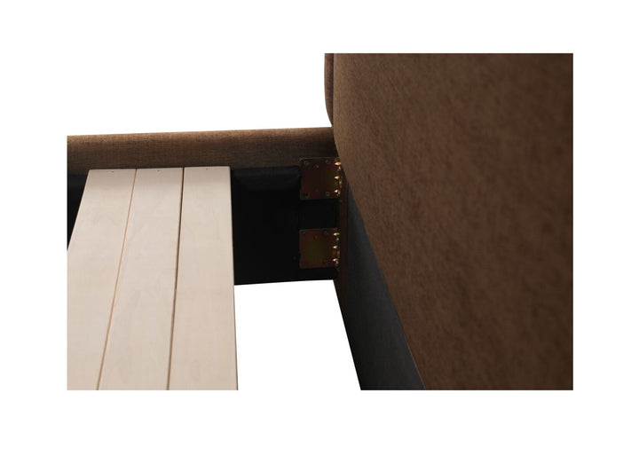 SIMON UPHOLSTERED STORAGE BED: BROWN