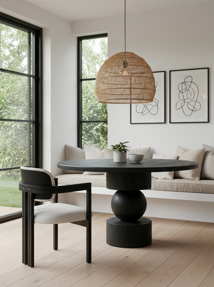 SOCHI MATTE BLACK ROUND DINING TABLE