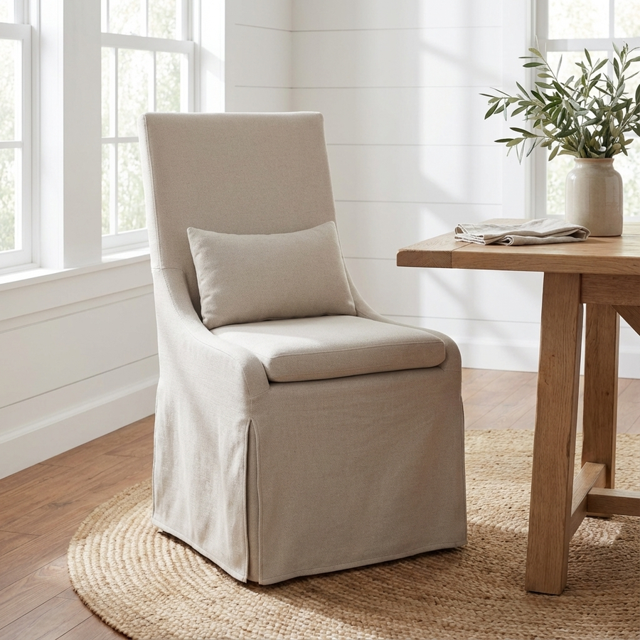 SOMA NATURAL LINEN SLIPCOVER DINING CHAIR