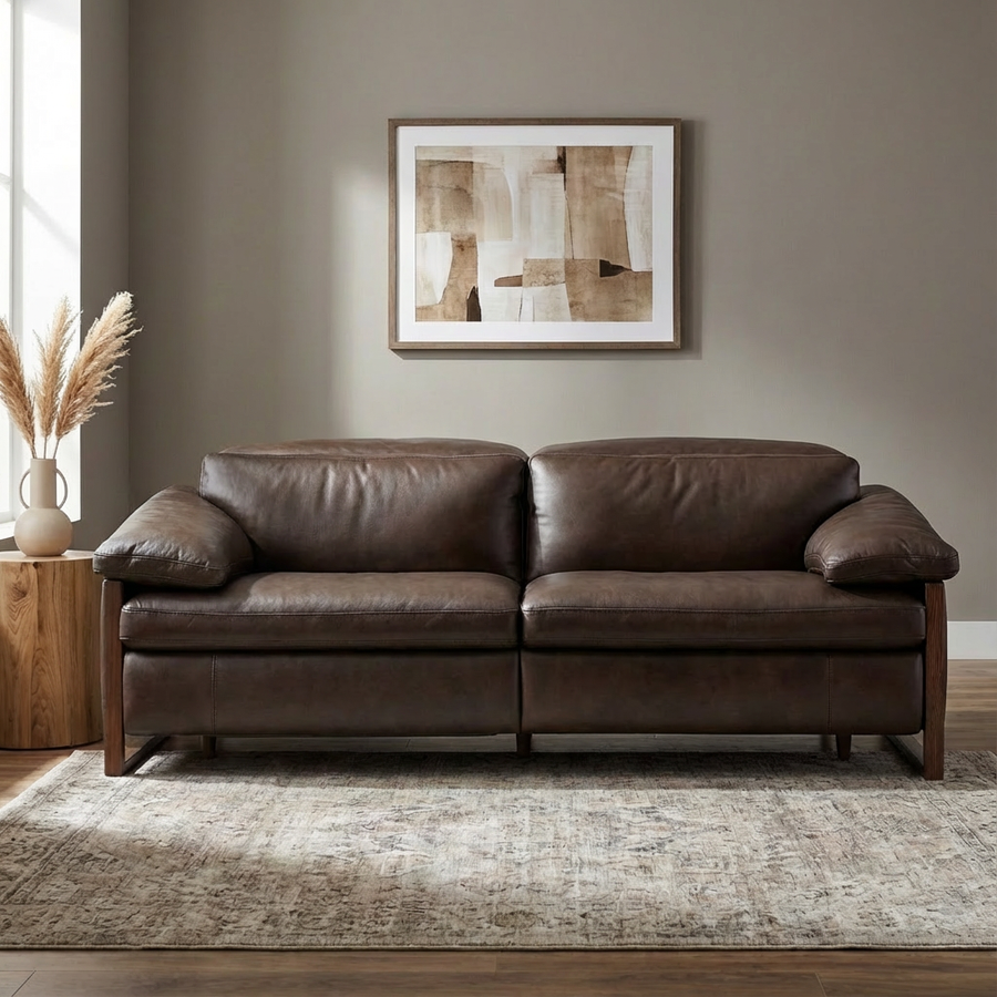 JERICHO POWER RECLINE DARK BROWN LEATHER SOFA