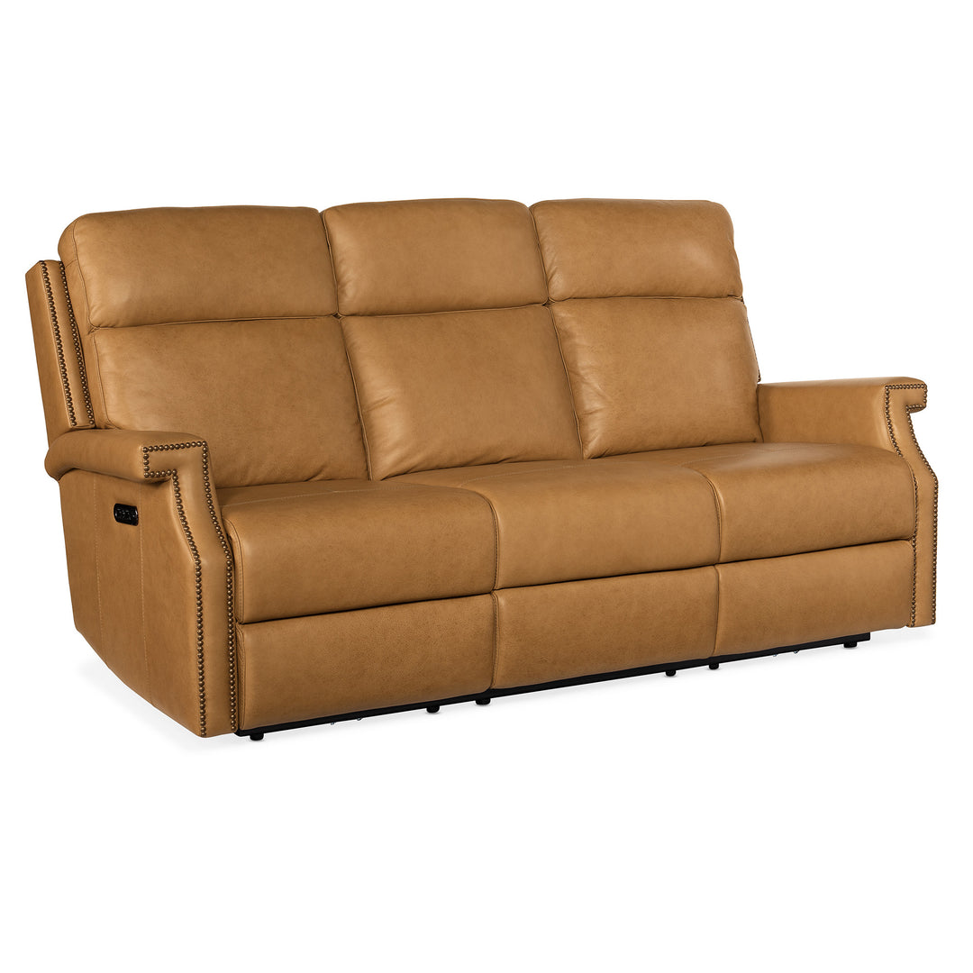 VAUGHN ZERO GRAVITY SOFA WITH POWER HEADREST - BROWN - FRONT VIEW