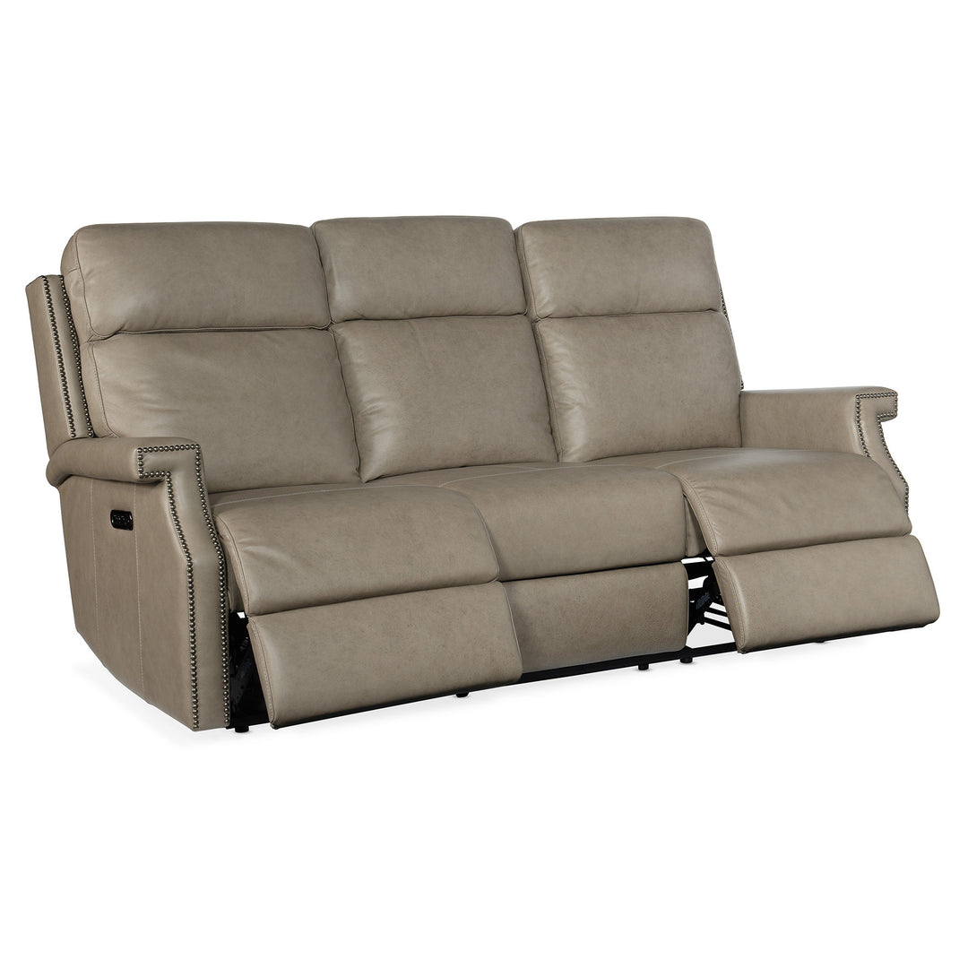 VAUGHN ZERO GRAVITY SOFA WITH POWER HEADREST - GREY - FRONT VIEW