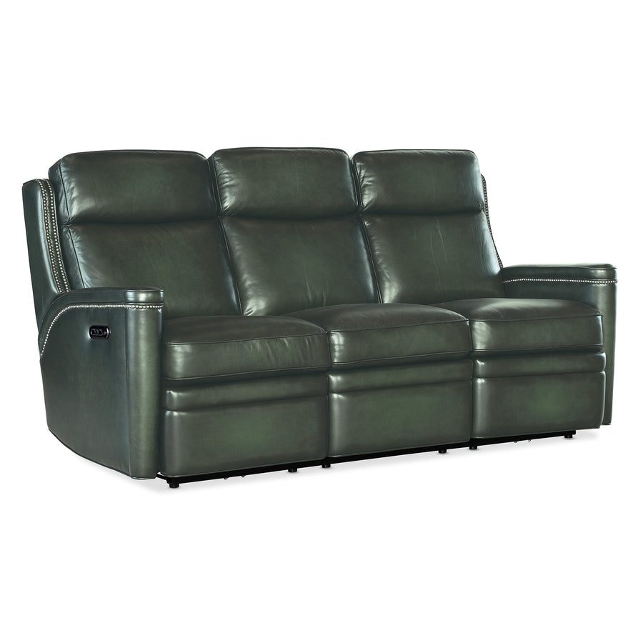 HAMILTON POWER SOFA WITH POWER HEADREST - GREEN - FRONT VIEW