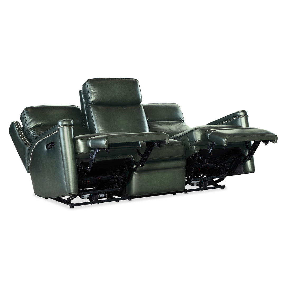 HAMILTON POWER SOFA WITH POWER HEADREST - GREEN - RECLINER VIEW