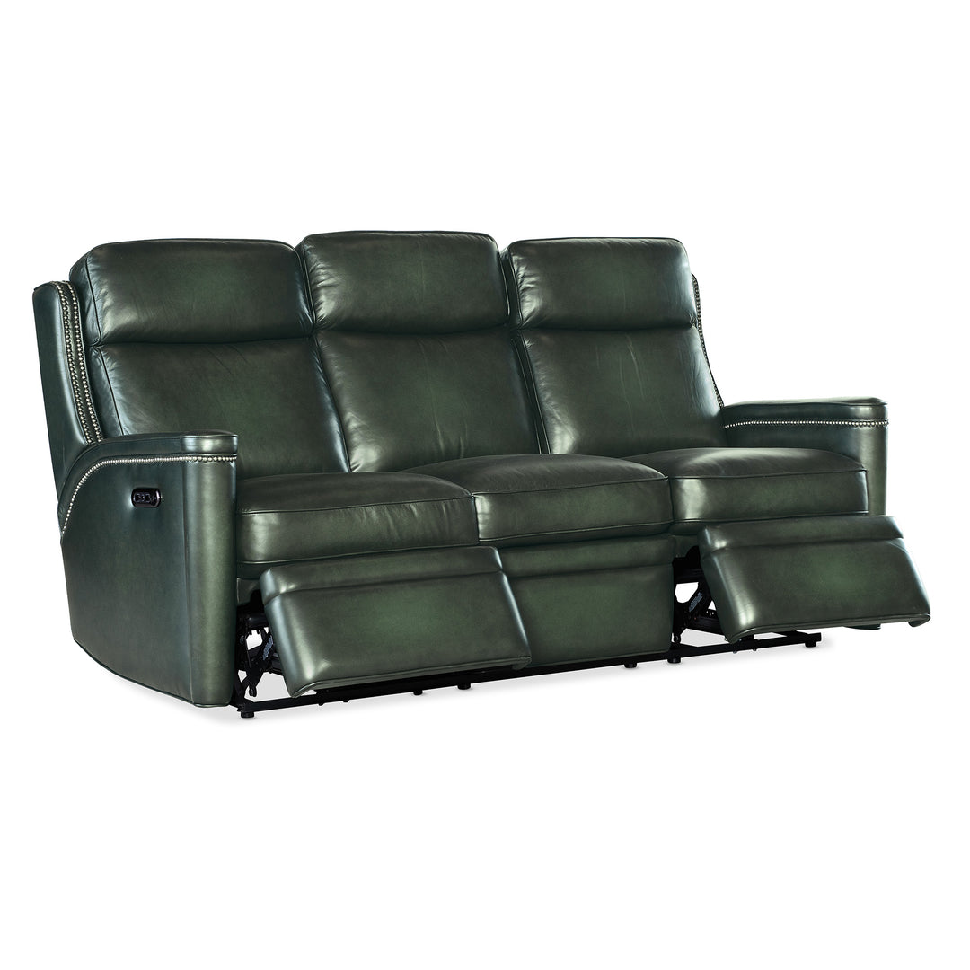 HAMILTON POWER SOFA WITH POWER HEADREST - GREEN - RECLINER VIEW