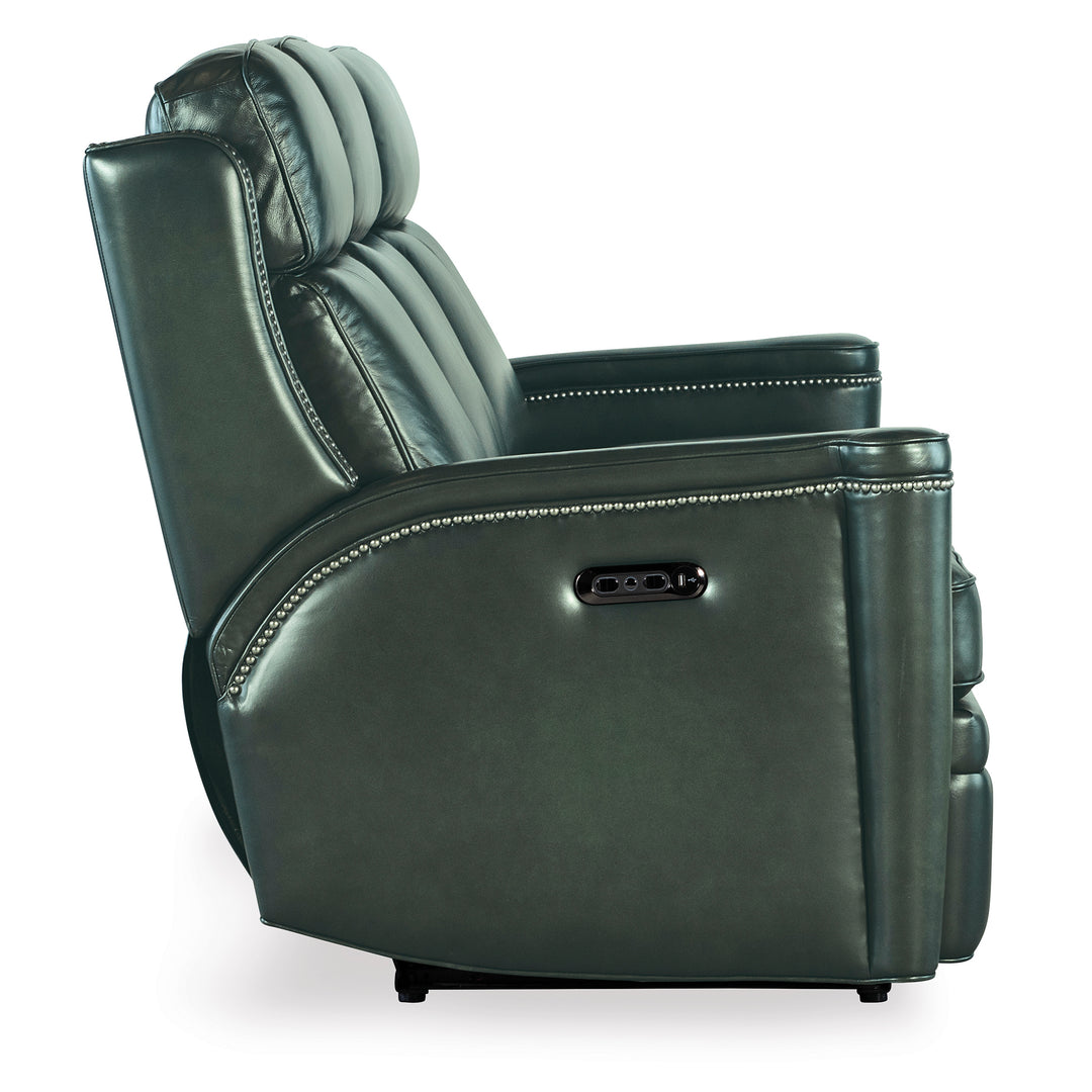 HAMILTON POWER SOFA WITH POWER HEADREST - GREEN - SIDE VIEW