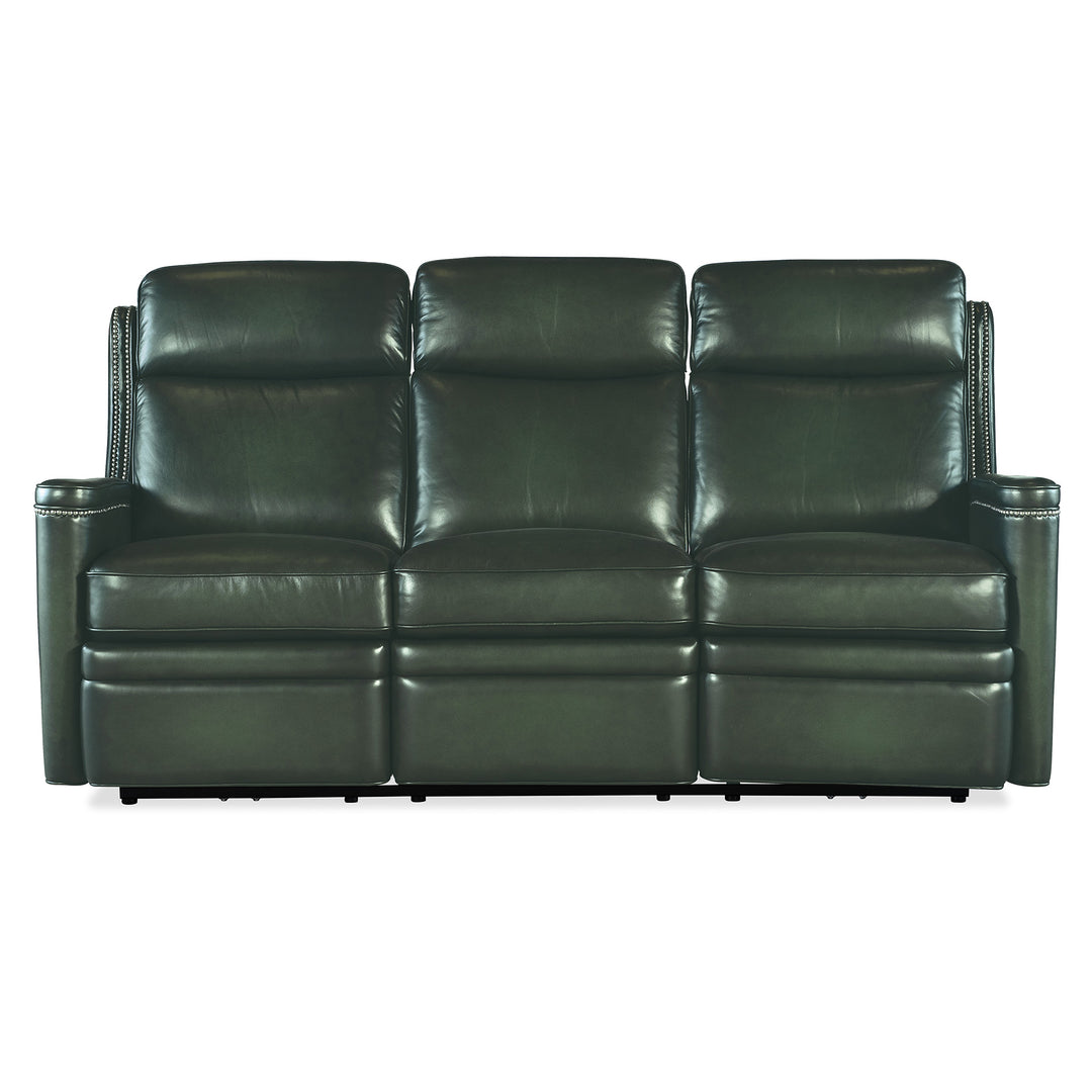 HAMILTON POWER SOFA WITH POWER HEADREST - GREEN - FRONT VIEW