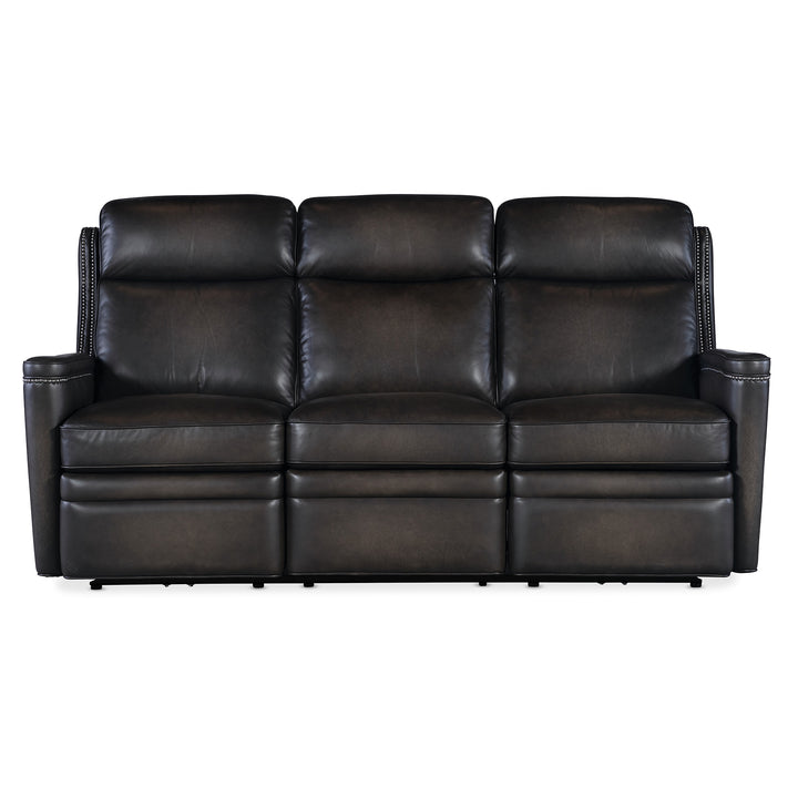 HAMILTON POWER SOFA WITH POWER HEADREST - GREY - FRONT VIEW