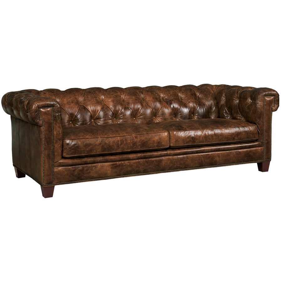 CHESTER LIVING ROOM STATIONARY SOFA - BROWN - FRONT VIEW