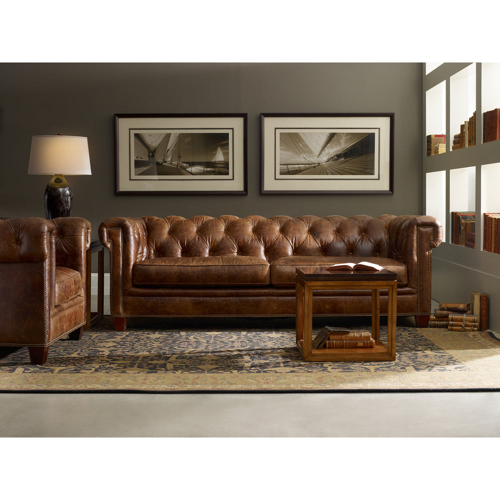 CHESTER LIVING ROOM STATIONARY SOFA - BROWN - FULL VIEW