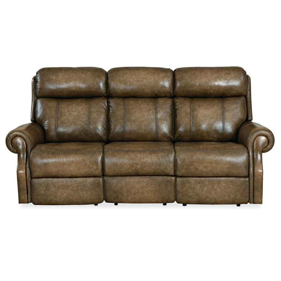 BROOKS PWR SOFA WITH PWR HEADREST - BROWN - FRONT VIEW