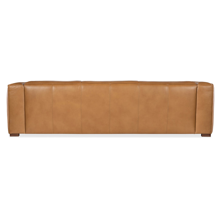 MARIA ZEN CARAMEL LEATHER 3-SEAT SOFA - BROWN - BACK VIEW