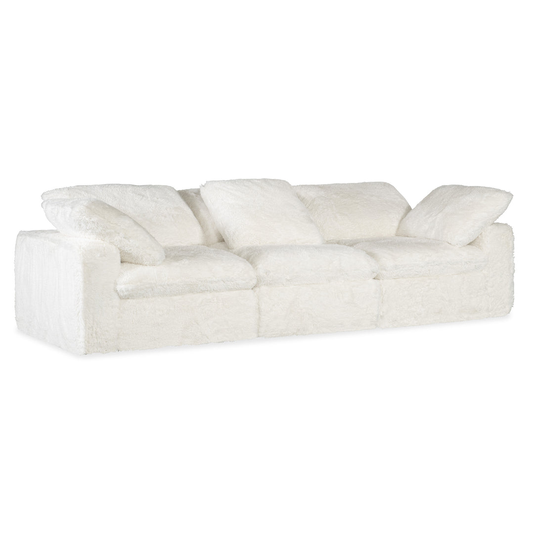 BAREFOOT WHITE FABRIC 3-SEAT SOFA - WHITE - FRONT VIEW