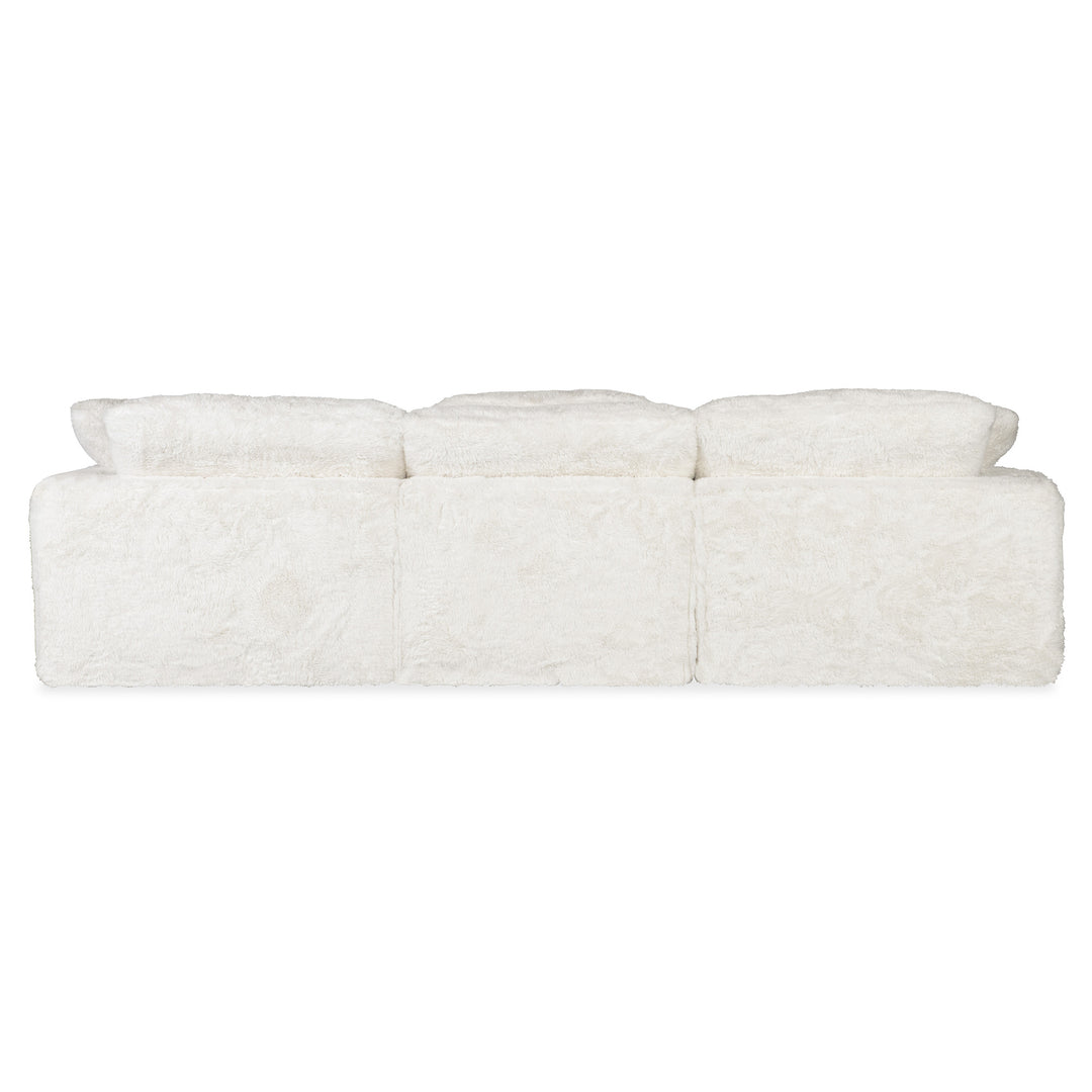 BAREFOOT WHITE FABRIC 3-SEAT SOFA - WHITE - BACK VIEW