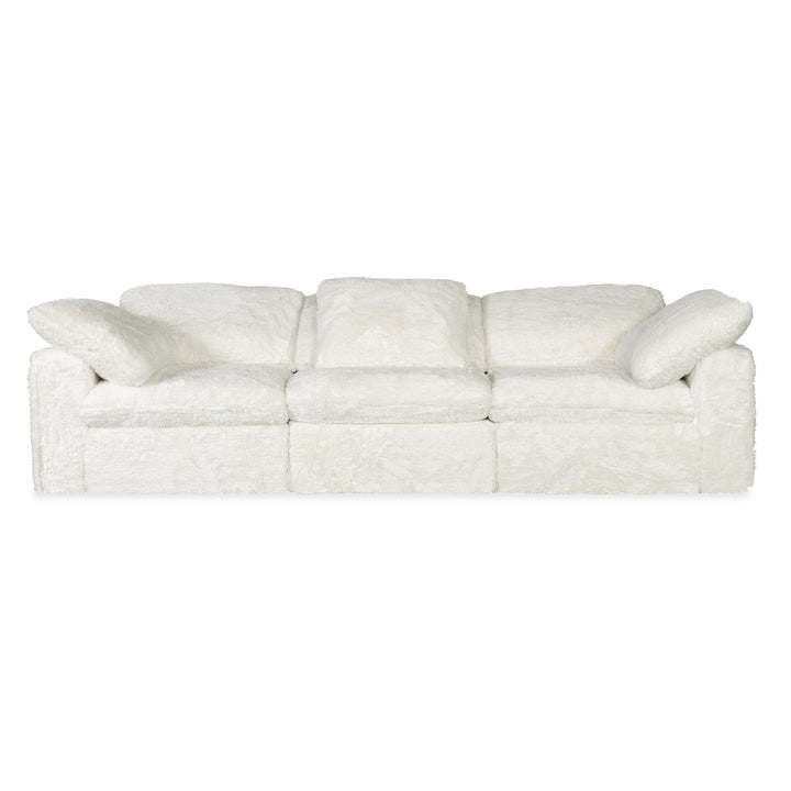 BAREFOOT WHITE FABRIC 3-SEAT SOFA - WHITE - FRONT VIEW