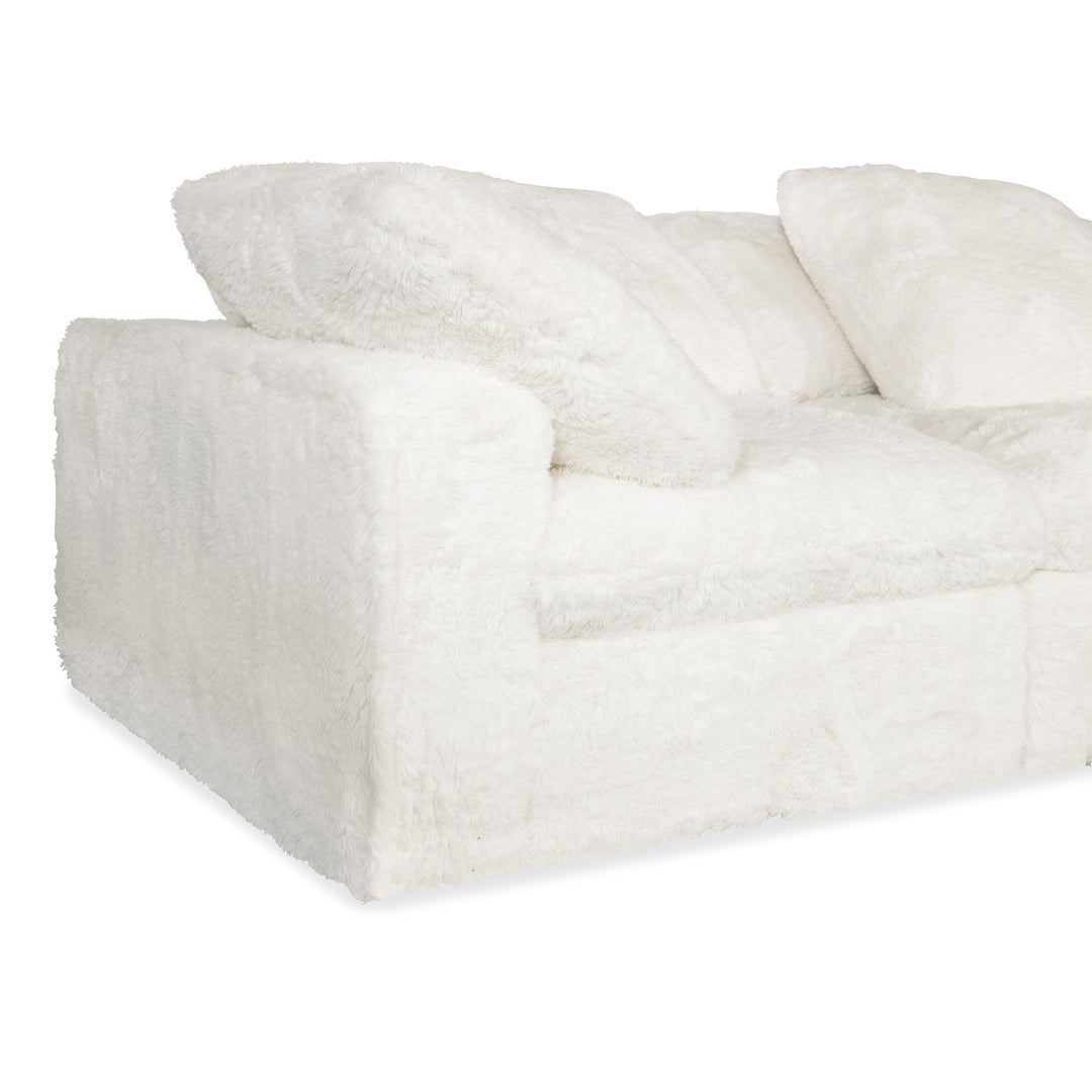 BAREFOOT WHITE FABRIC 3-SEAT SOFA - WHITE - SIDE CLOSE VIEW