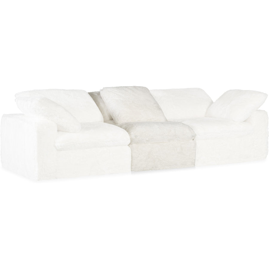 BAREFOOT LONG HAIR FUR SECTIONAL: WHITE