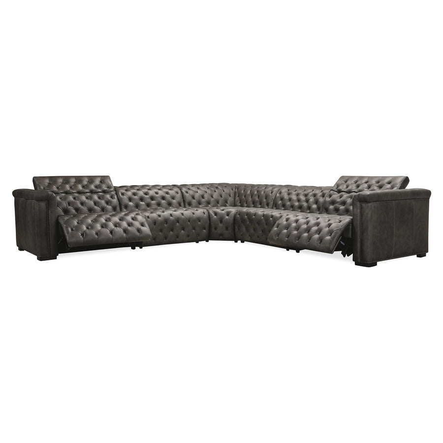 SAVION GRANDIER 5 PC SECTIONAL WITH 2 PWR RECLINE PWR HEADREST - FRONT VIEW