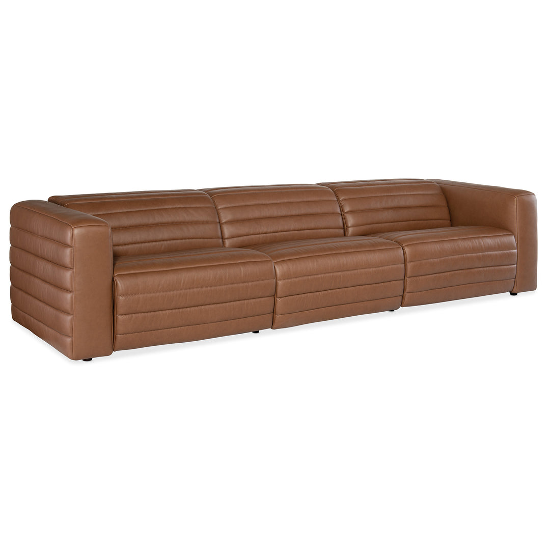 CHATELAIN 3-PIECE POWER SOFA WITH POWER HEADREST - BROWN - FRONT VIEW