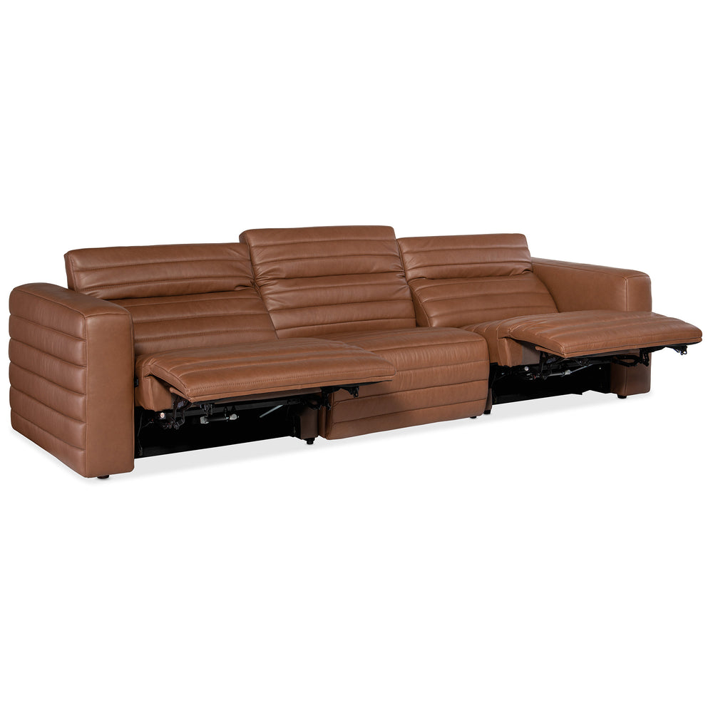 CHATELAIN 3-PIECE POWER SOFA WITH POWER HEADREST - BROWN - RECLINER VIEW