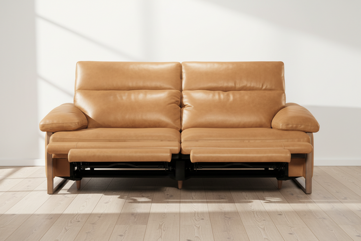 JERICHO POWER RECLINE TAN LEATHER SOFA