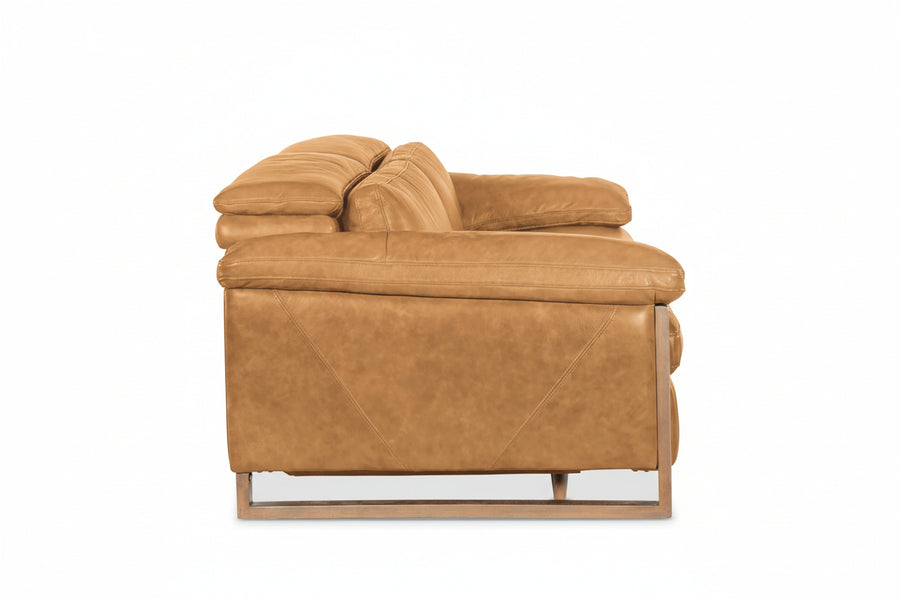 JERICHO POWER RECLINE TAN LEATHER SOFA
