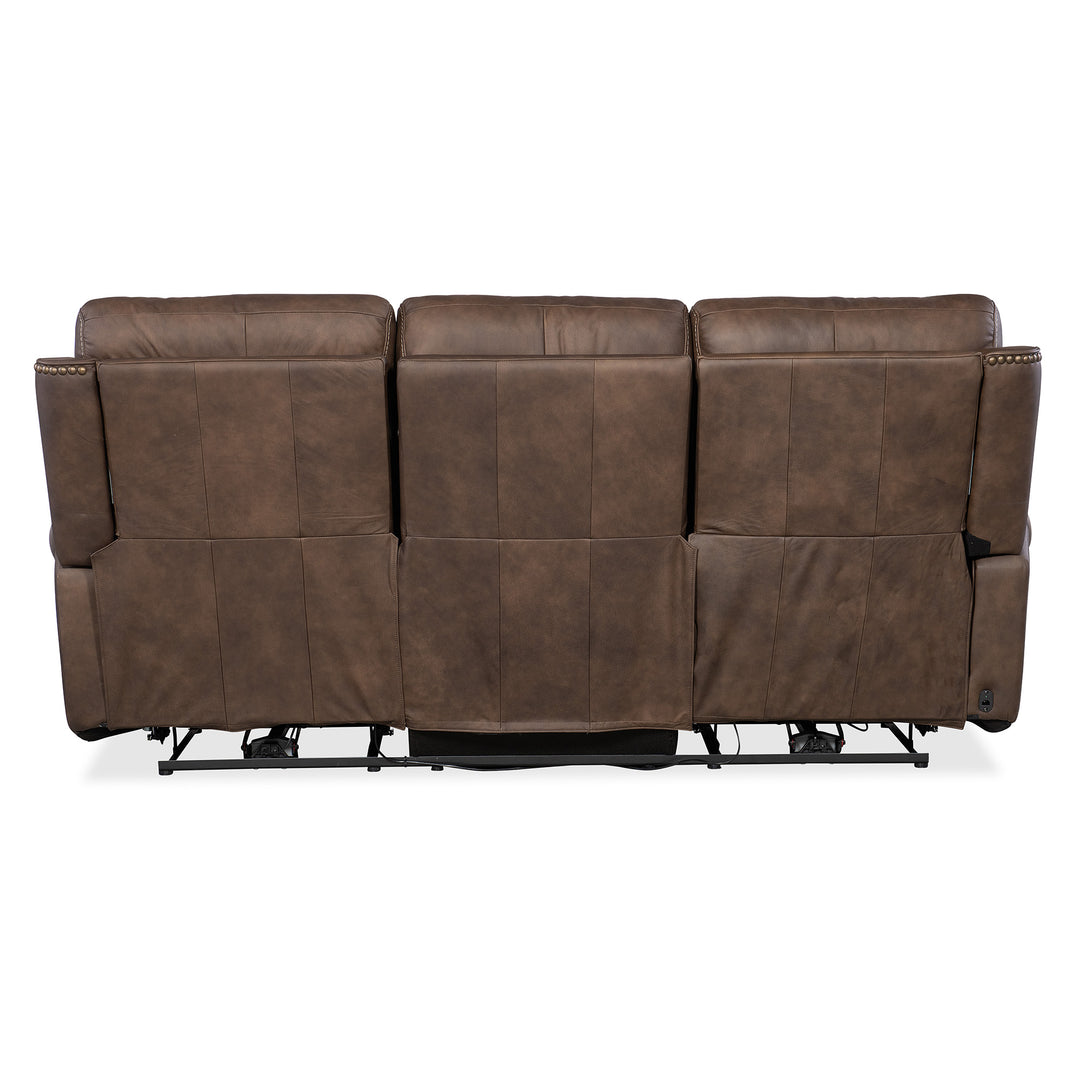 DUNCAN POWER SOFA WITH POWER HEADREST AND LUMBAR - DARK BROWN - BACK VIEW