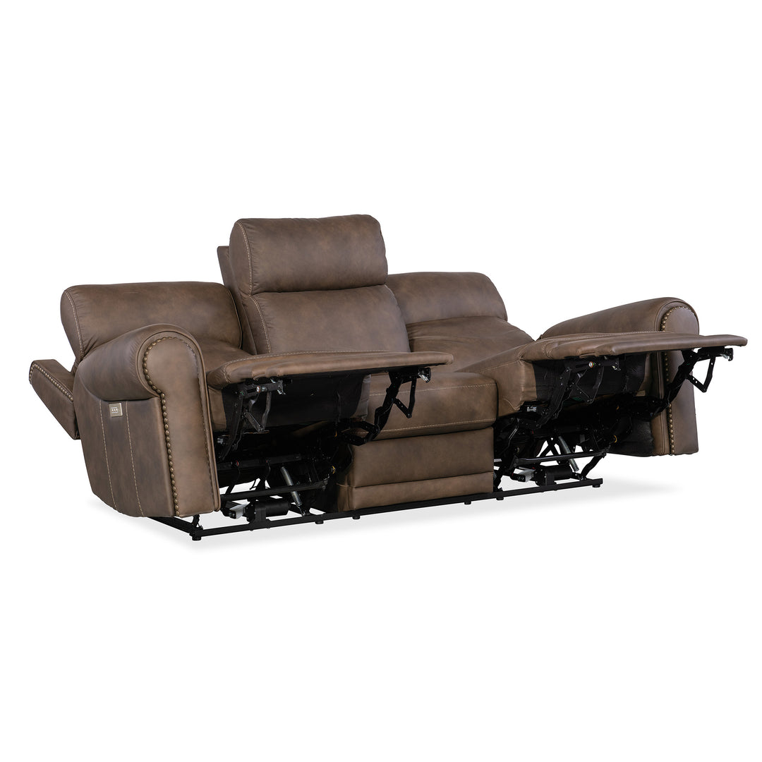 DUNCAN POWER SOFA WITH POWER HEADREST AND LUMBAR - DARK BROWN - RECLINER VIEW