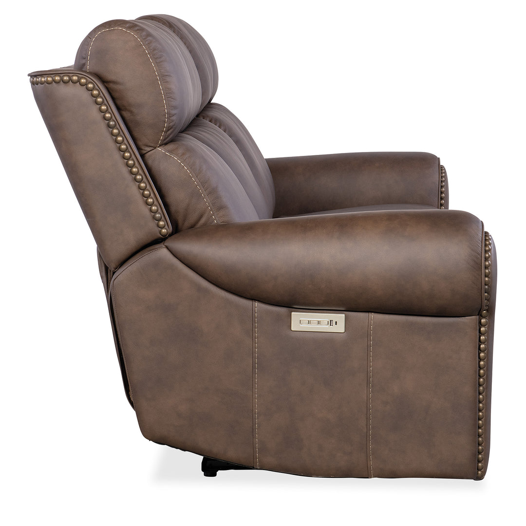 DUNCAN POWER SOFA WITH POWER HEADREST AND LUMBAR - DARK BROWN - SIDE VIEW