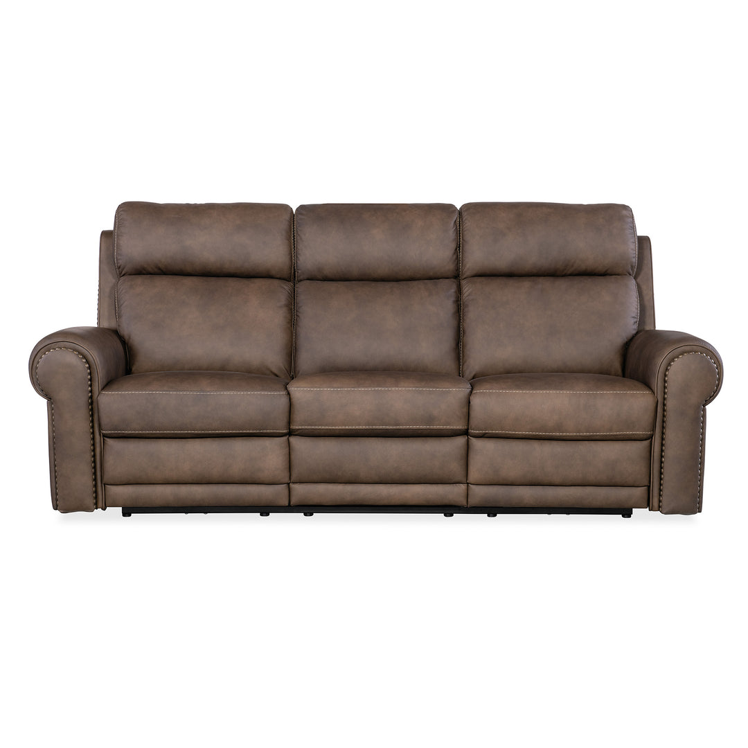 DUNCAN POWER SOFA WITH POWER HEADREST AND LUMBAR - DARK BROWN - FRONT VIEW