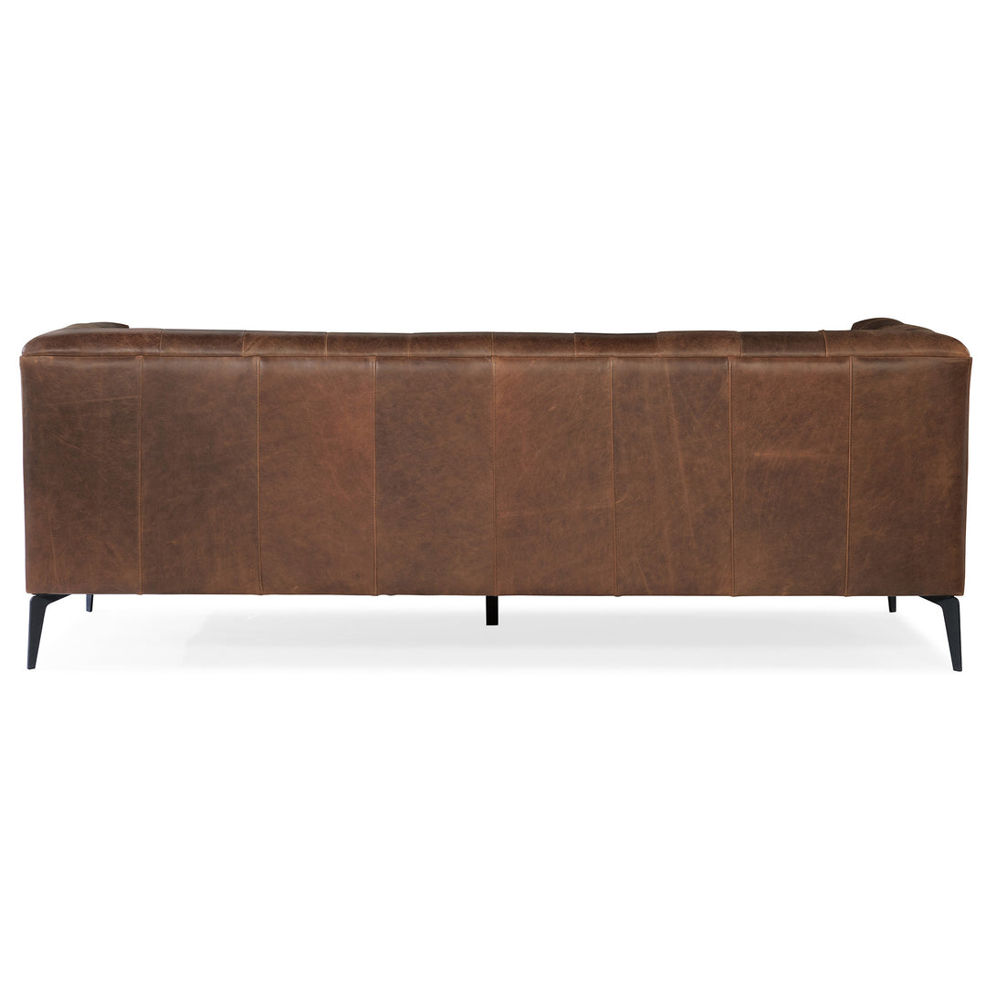 NICOLLA BROWN LEATHER STATIONARY SOFA - BACK VIEW