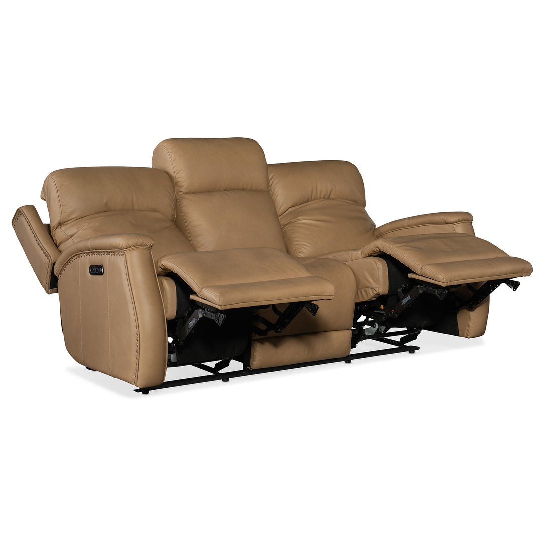 RHEA ZERO GRAVITY POWER RECLINE SOFA WITH POWER HEADREST - BEIGE - RECLINER VIEW