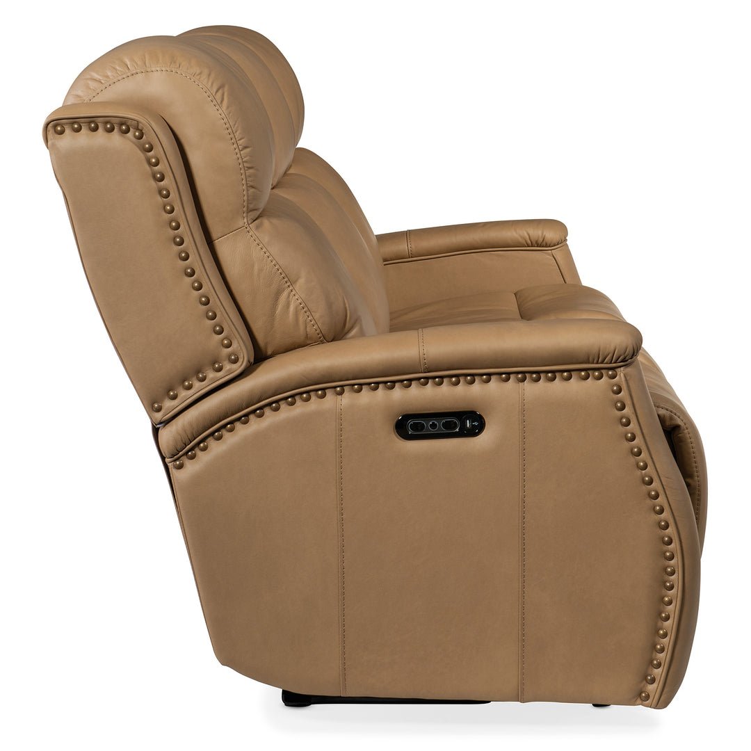 RHEA ZERO GRAVITY POWER RECLINE SOFA WITH POWER HEADREST - BEIGE - SIDE VIEW