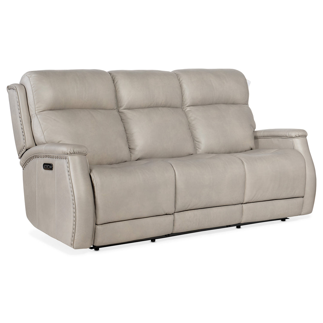 RHEA ZERO GRAVITY POWER RECLINE SOFA WITH POWER HEADREST - GREY - FRONT VIEW