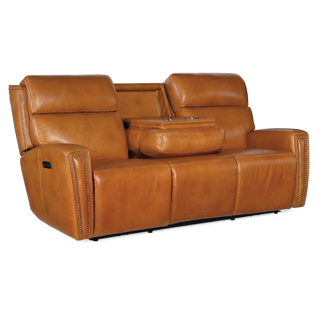 RUTHE ZEROG POWER SOFA WITH POWER HEADREST AND HIDDEN CONSOLE - BROWN - FRONT VIEW