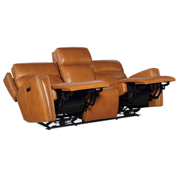 RUTHE ZEROG POWER SOFA WITH POWER HEADREST AND HIDDEN CONSOLE - BROWN - RECLINER VIEW