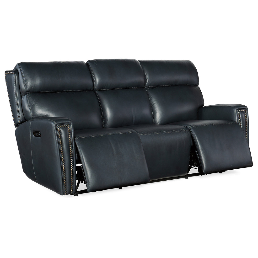 RUTHE ZEROG POWER SOFA WITH POWER HEADREST AND HIDDEN CONSOLE - BLUE - RECLINER VIEW