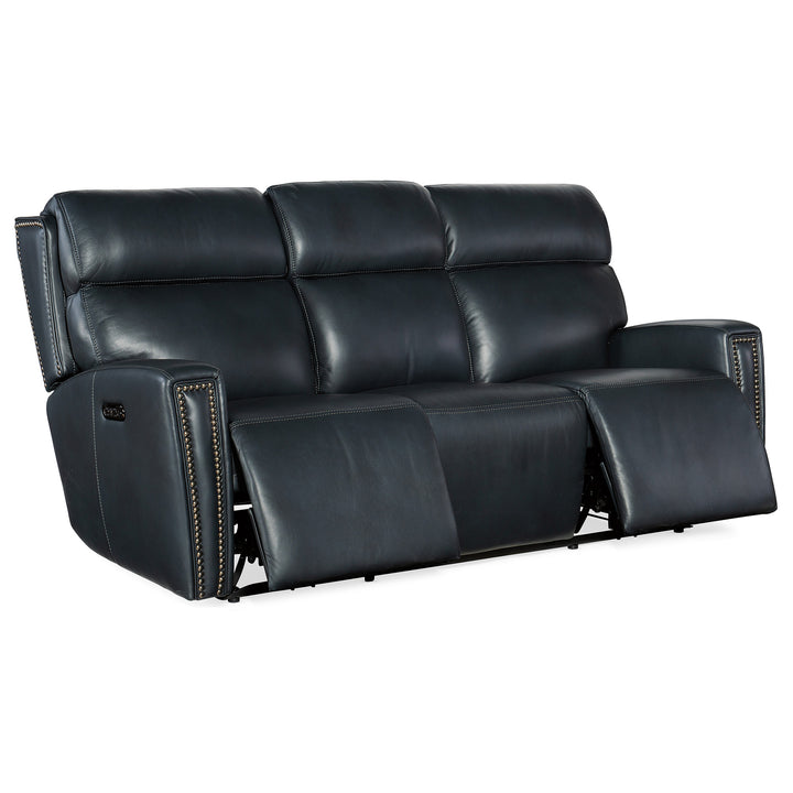 RUTHE ZEROG POWER SOFA WITH POWER HEADREST AND HIDDEN CONSOLE - BLUE - RECLINER VIEW