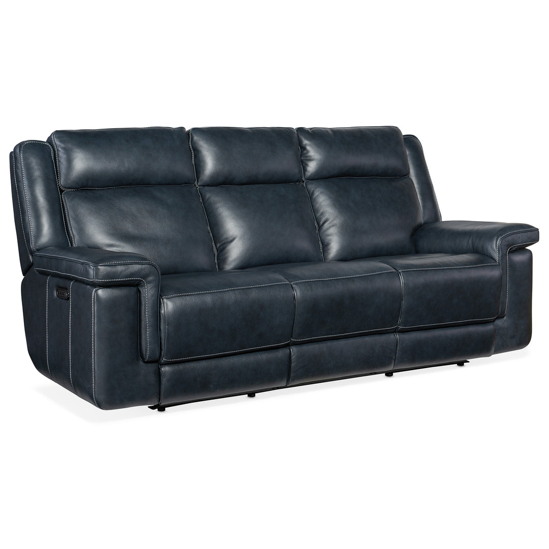 MONTEL LAY FLAT POWER SOFA WITH POWER HEADREST AND LUMBAR - BLUE - FRONT VIEW