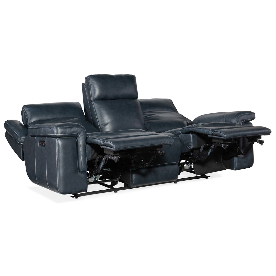 MONTEL LAY FLAT POWER SOFA WITH POWER HEADREST AND LUMBAR - BLUE - RECLINER VIEW